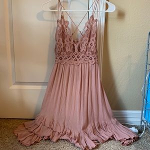 pink crochet top dress size extra small
